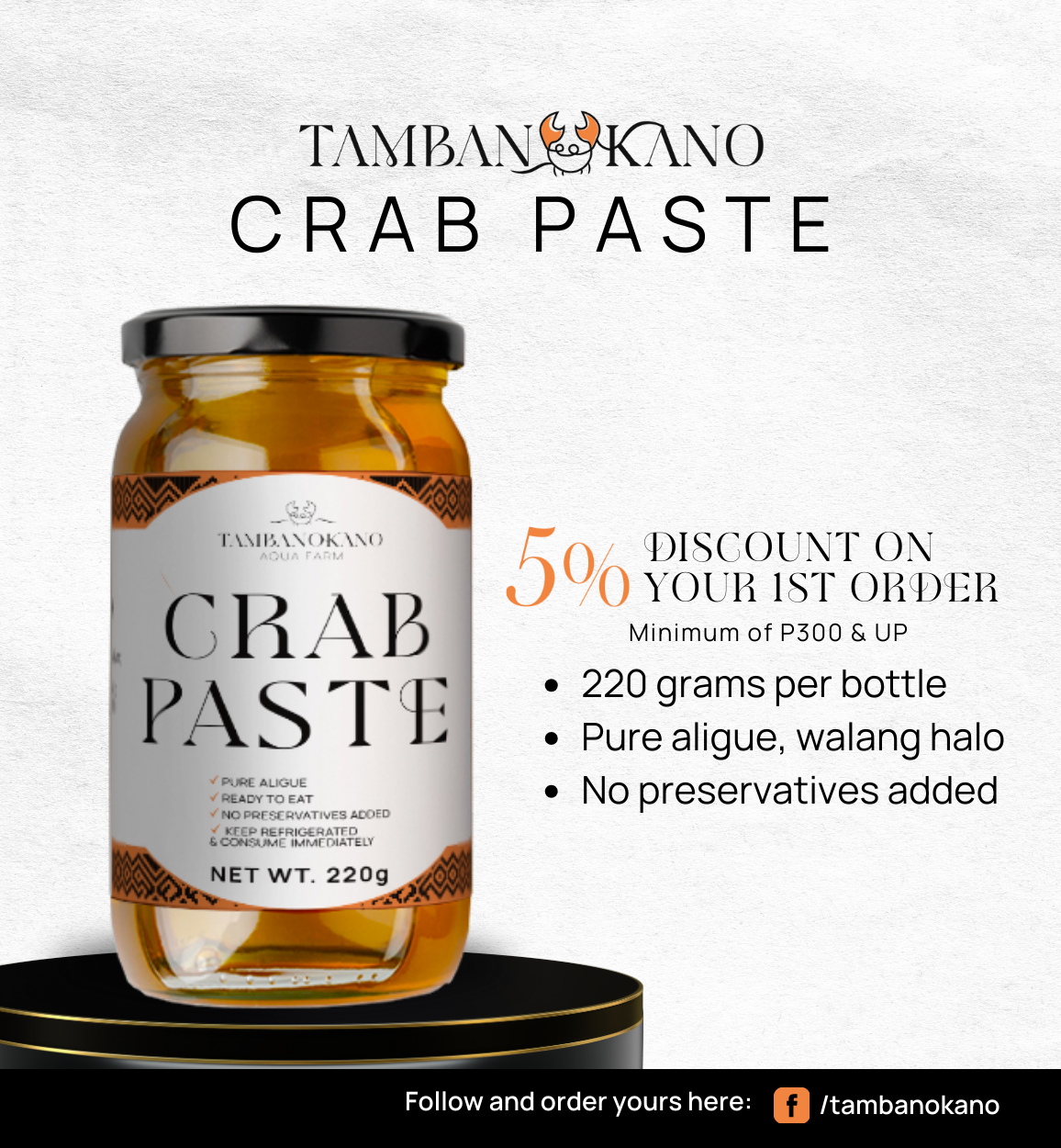 Tambanokano Special Crab Paste (Taba ng Talangka Special)